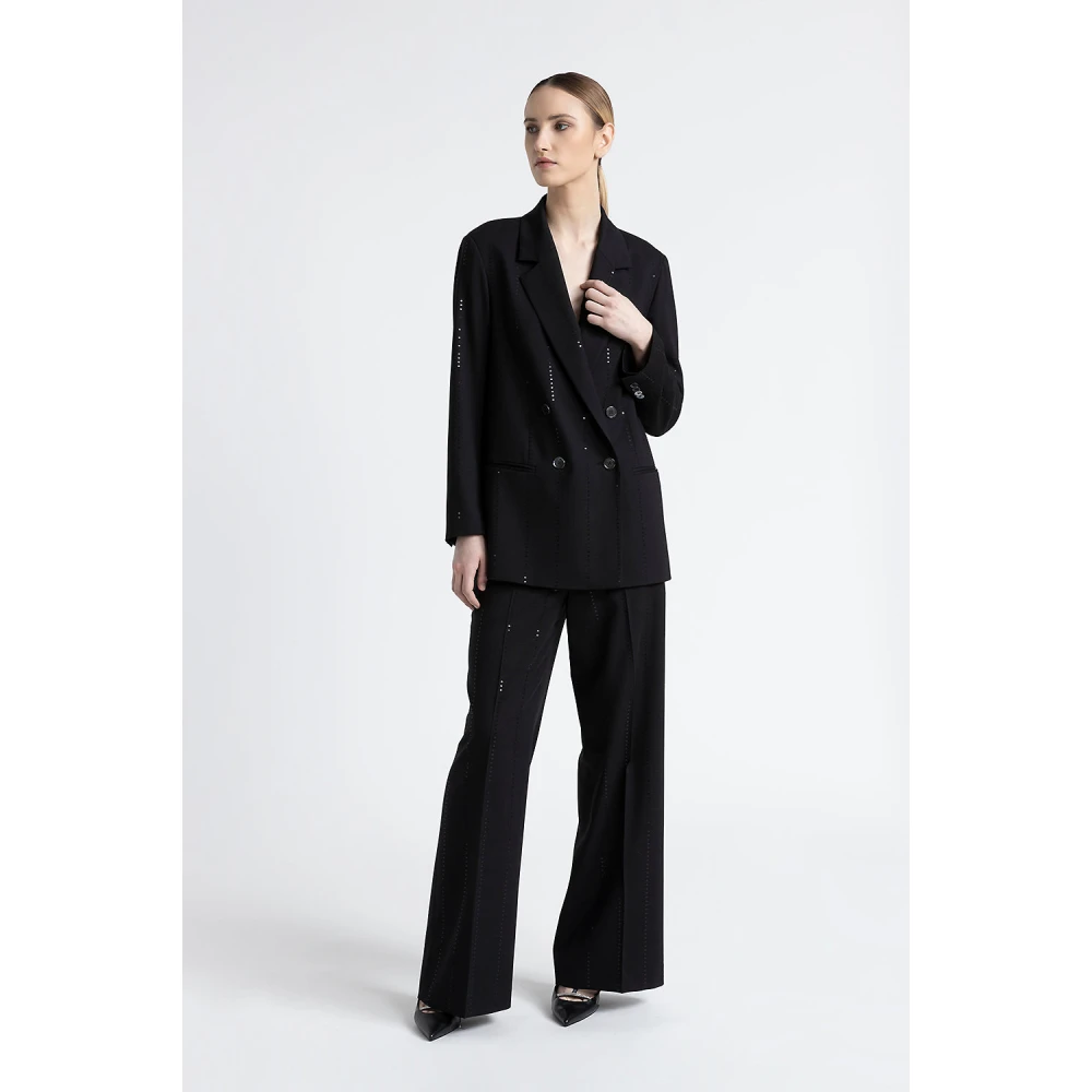 PESERICO Wollen palazzo broek Black Dames