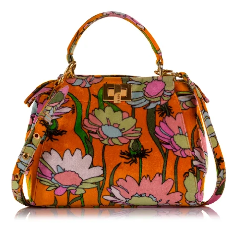 Fendi Vintage Pre-owned Velvet handbags Orange Dames