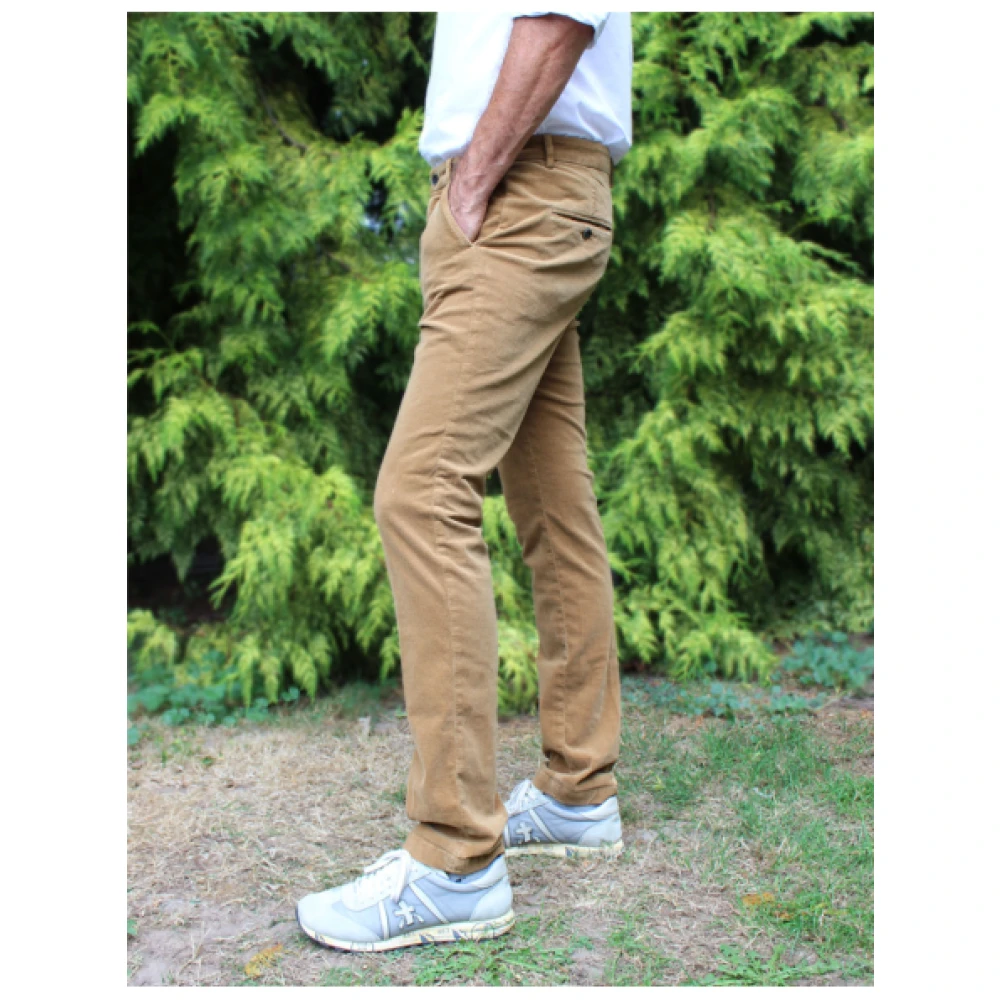 Mason's Slim Fit Fluweel Katoenen Chino Broek Beige Heren