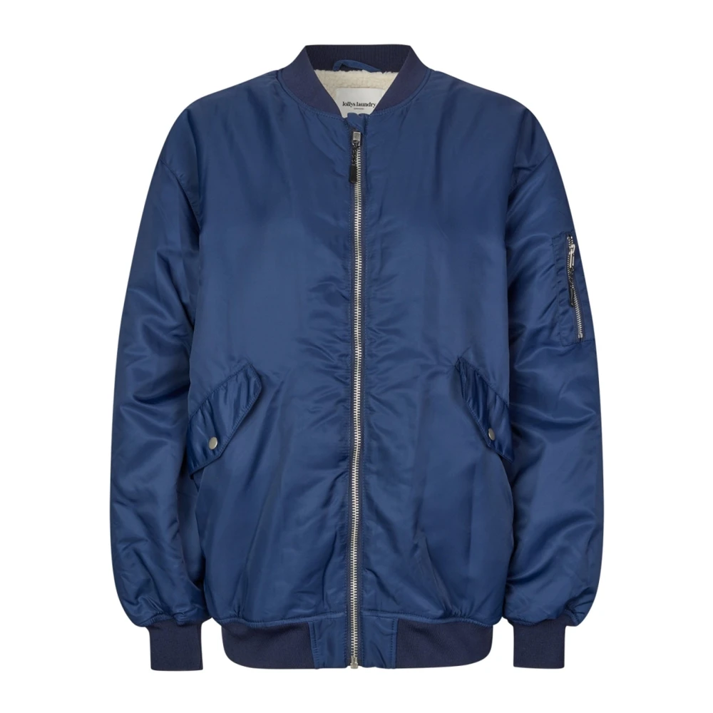 Lollys Laundry Bomber Jackets, Female, L, Dark Navy Oversized Bomber Jacket Blue