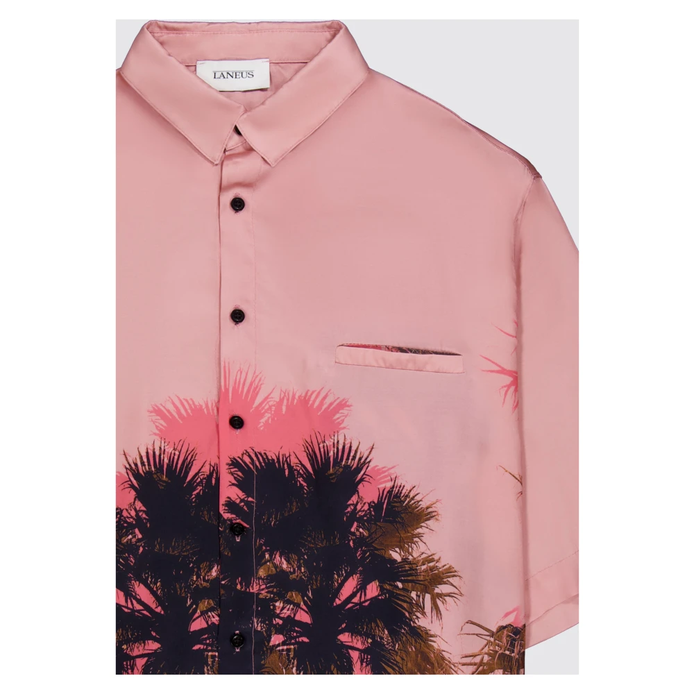 Laneus Roze Palmprint Overhemd Pink Heren