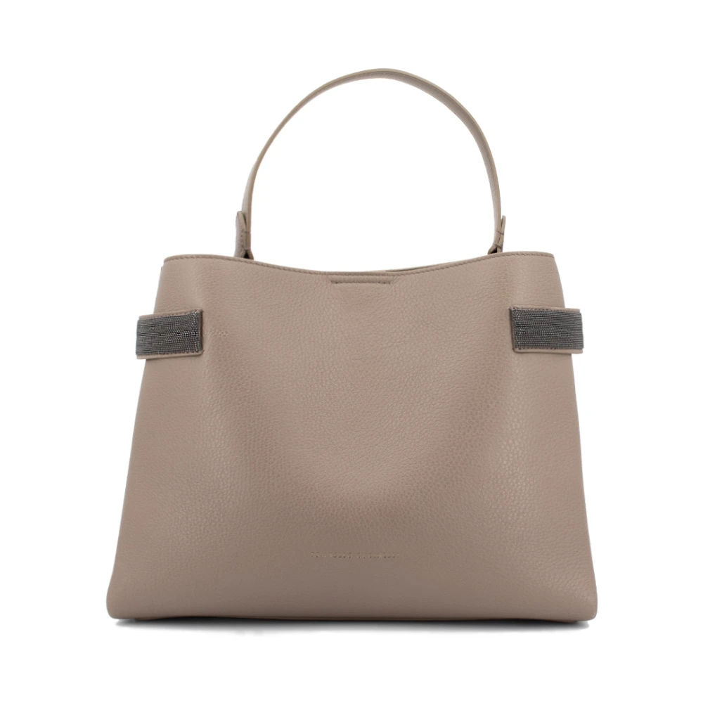 BRUNELLO CUCINELLI Kalfsleren Tas met Juweel Inzetstukken Gray Dames