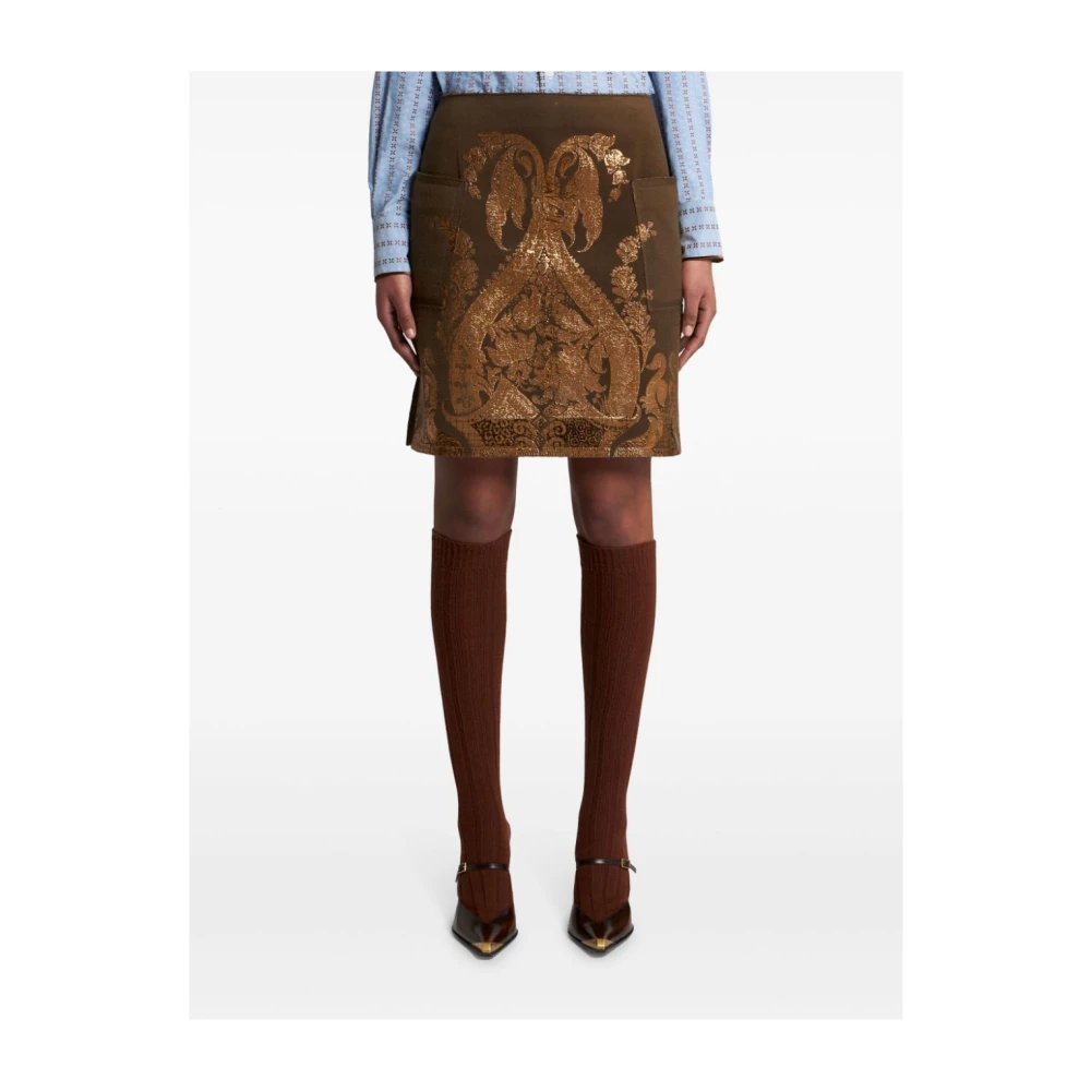 ETRO Bloemen Suède Rok Brown Dames