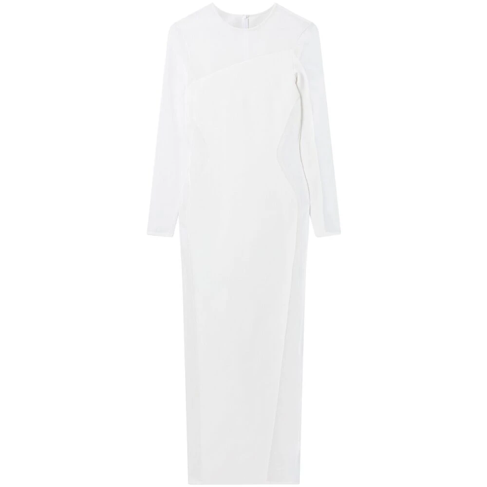 Stella Mccartney Witte Gepaneelde Jurk Met Lange Mouwen White Dames