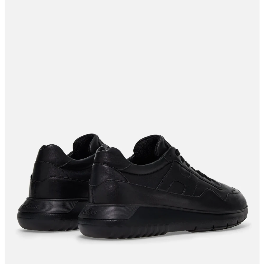 Hogan Zwarte Leren Sneakers Black Heren