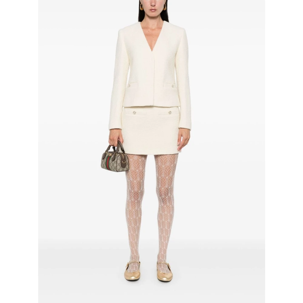 Gucci Damier Bouclé Tweed Mini Rok White Dames