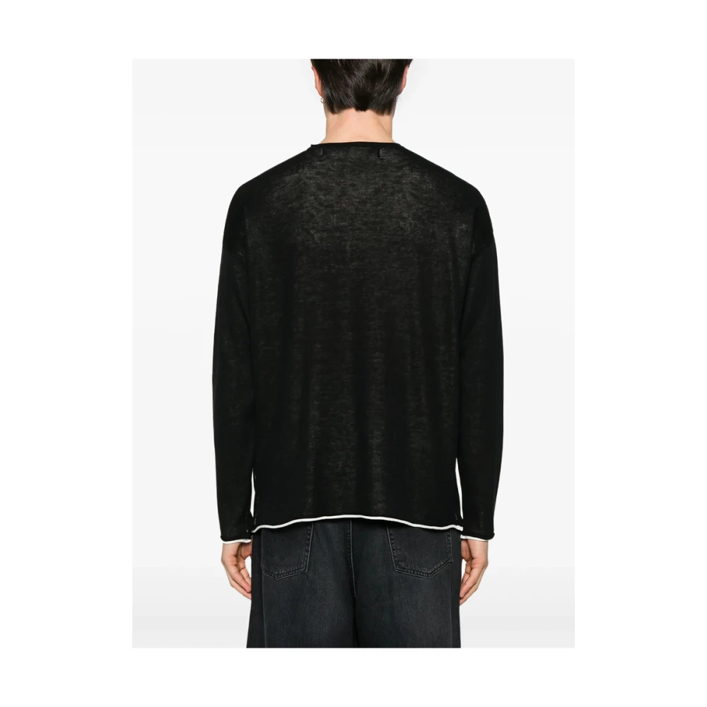 Isabel Benenato Zwarte Drop Shoulder Trui Black Heren