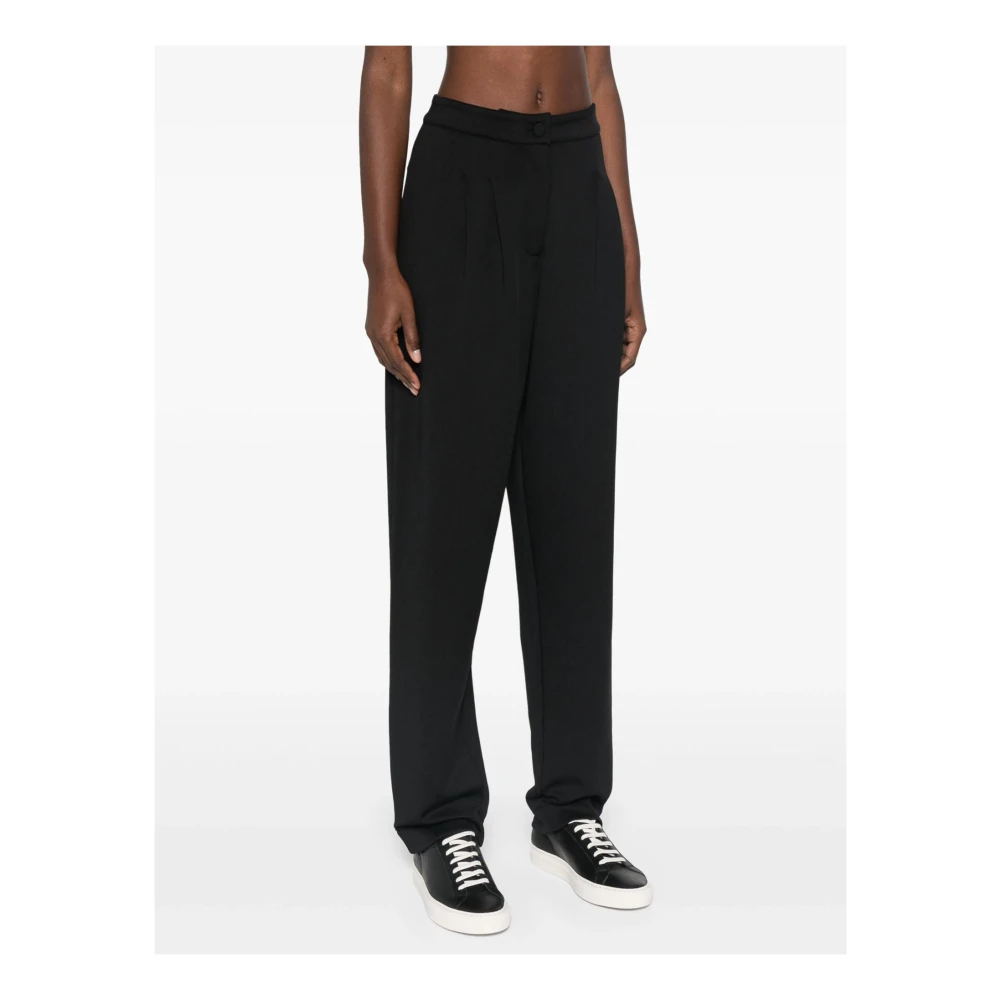 Emporio Armani Zwarte Geplooide Broek Slim Fit Black Dames