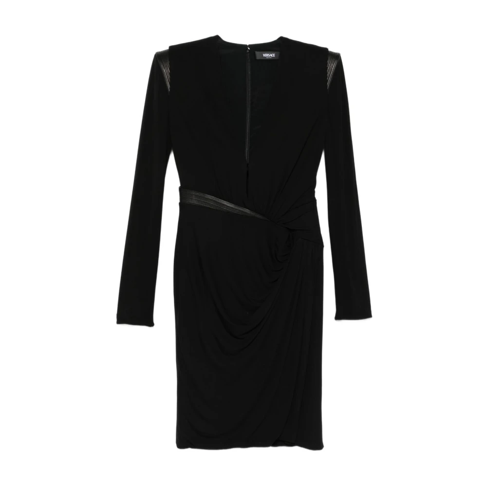 Versace Damen Schwarz Drapiertes Crêpe-Kleid