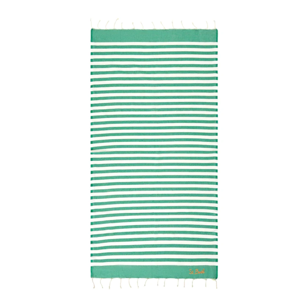 Grønn Stripet Strandhåndkle