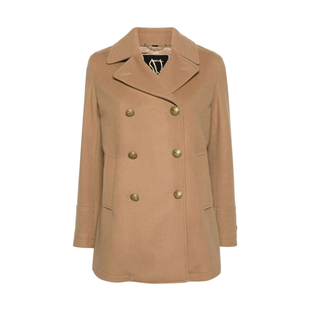 Sealup Wol-Kasjmier Blend Double-Breasted Jas Brown Dames