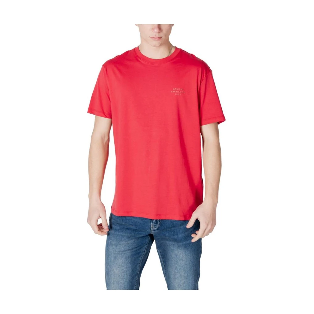 Armani Exchange Mannelijk Rood Short Sleeve Crew Neck Tee