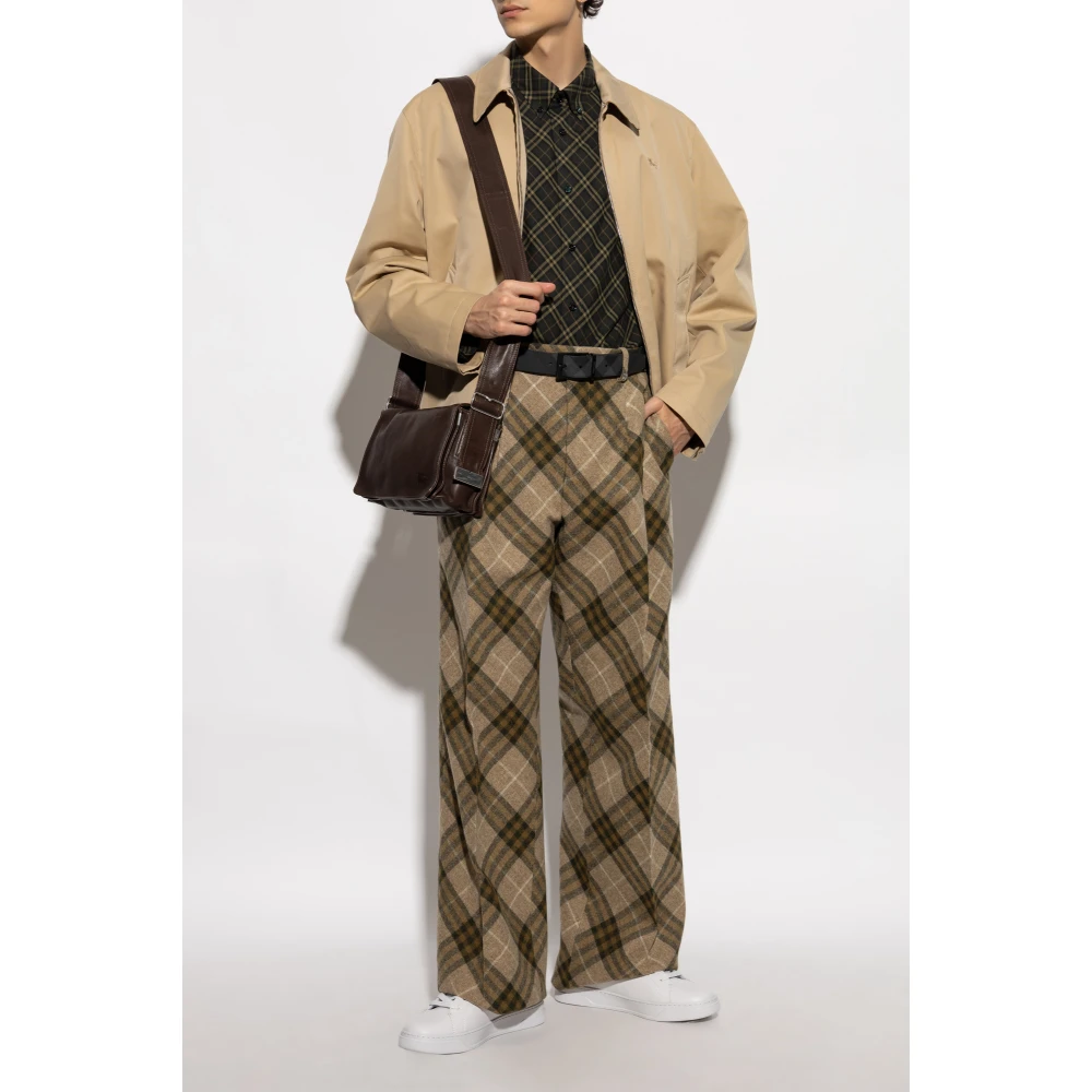 Burberry Geruite wollen broek Beige Heren