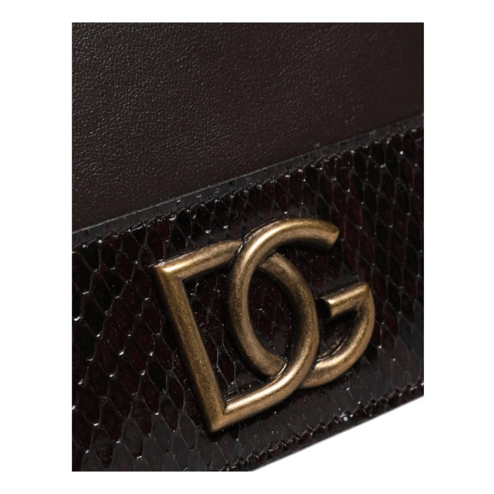 Dolce & Gabbana Bruin Leren Bifold Kaarthouder met Band Brown Dames