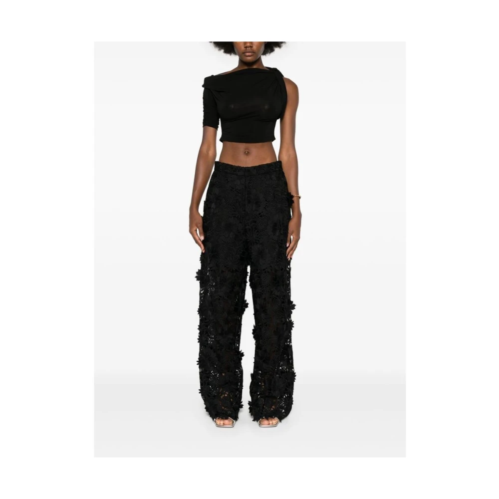 Giuseppe Di Morabito Zwarte Bloemenkant Rechte Pijp Broek Black Dames