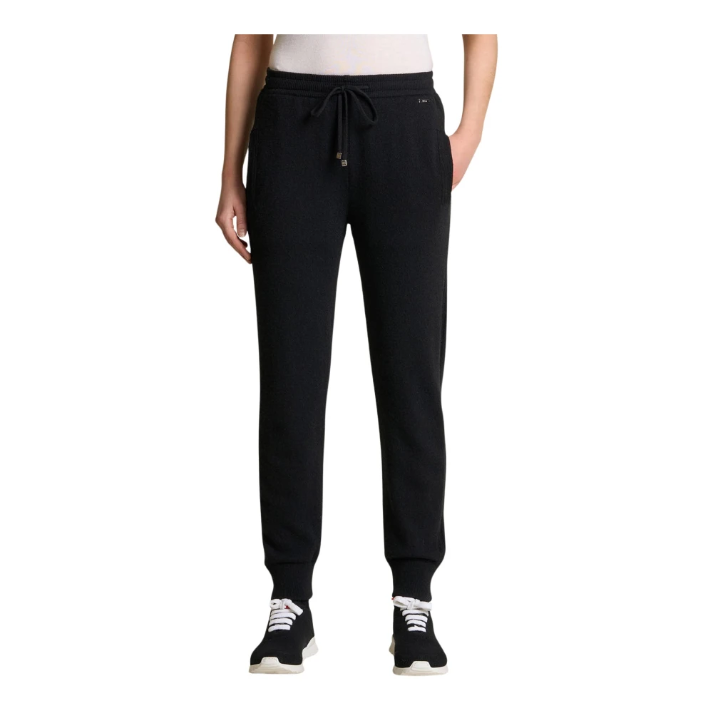 Kiton Luxe wol gebreide joggers Black Dames