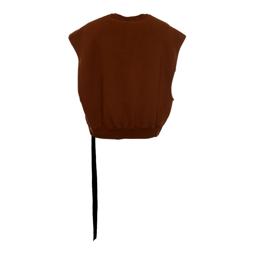 Rick Owens Mouwloze Fleece-Gevoerde Sweatshirt met Tape Detail Brown Heren