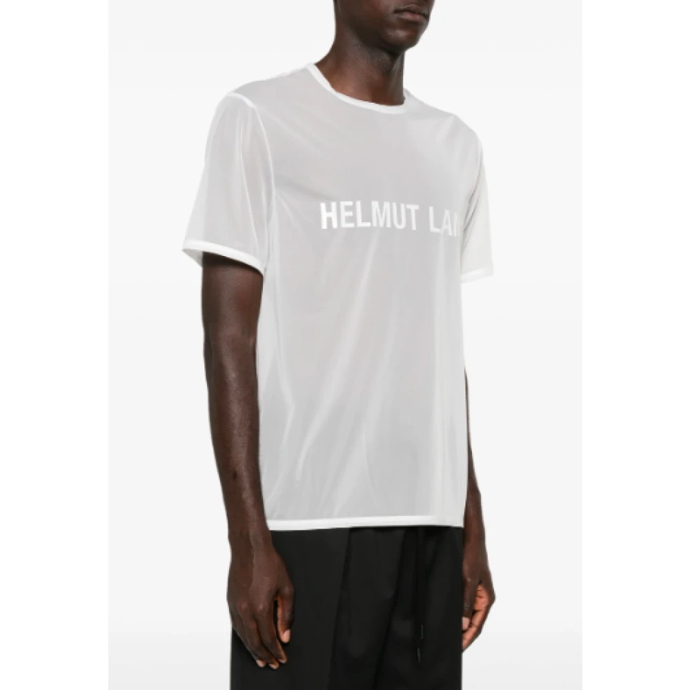 Helmut Lang Chiffon White Logo Tee Shirt White Heren