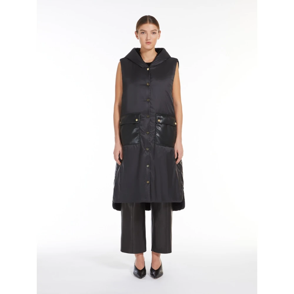 Max Mara Omkeerbaar waterafstotend vest met capuchon Black Dames