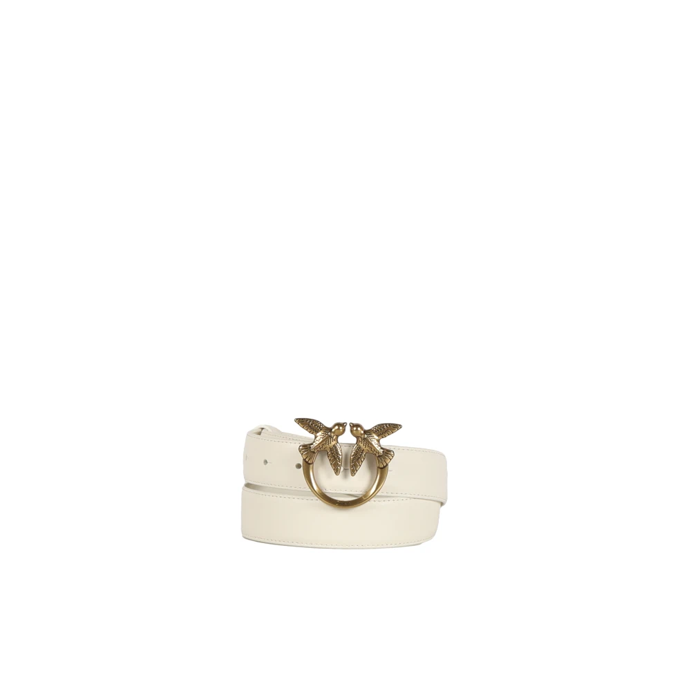 Pinko Wit Leren Logo Gesp Riem White Dames