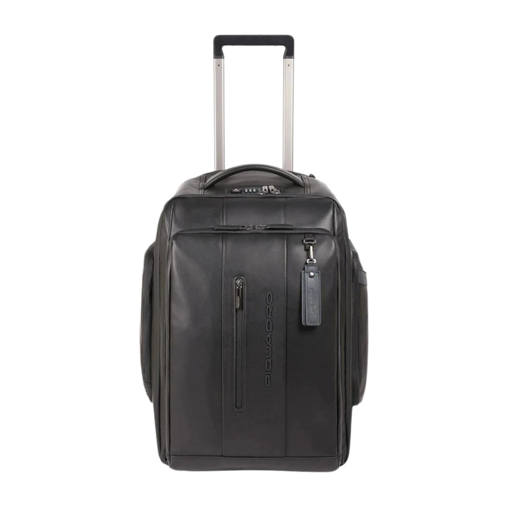 Piquadro Women's Black Cabin Bags, One Size, Convertible Trolley Backpack For Pc And Ipad