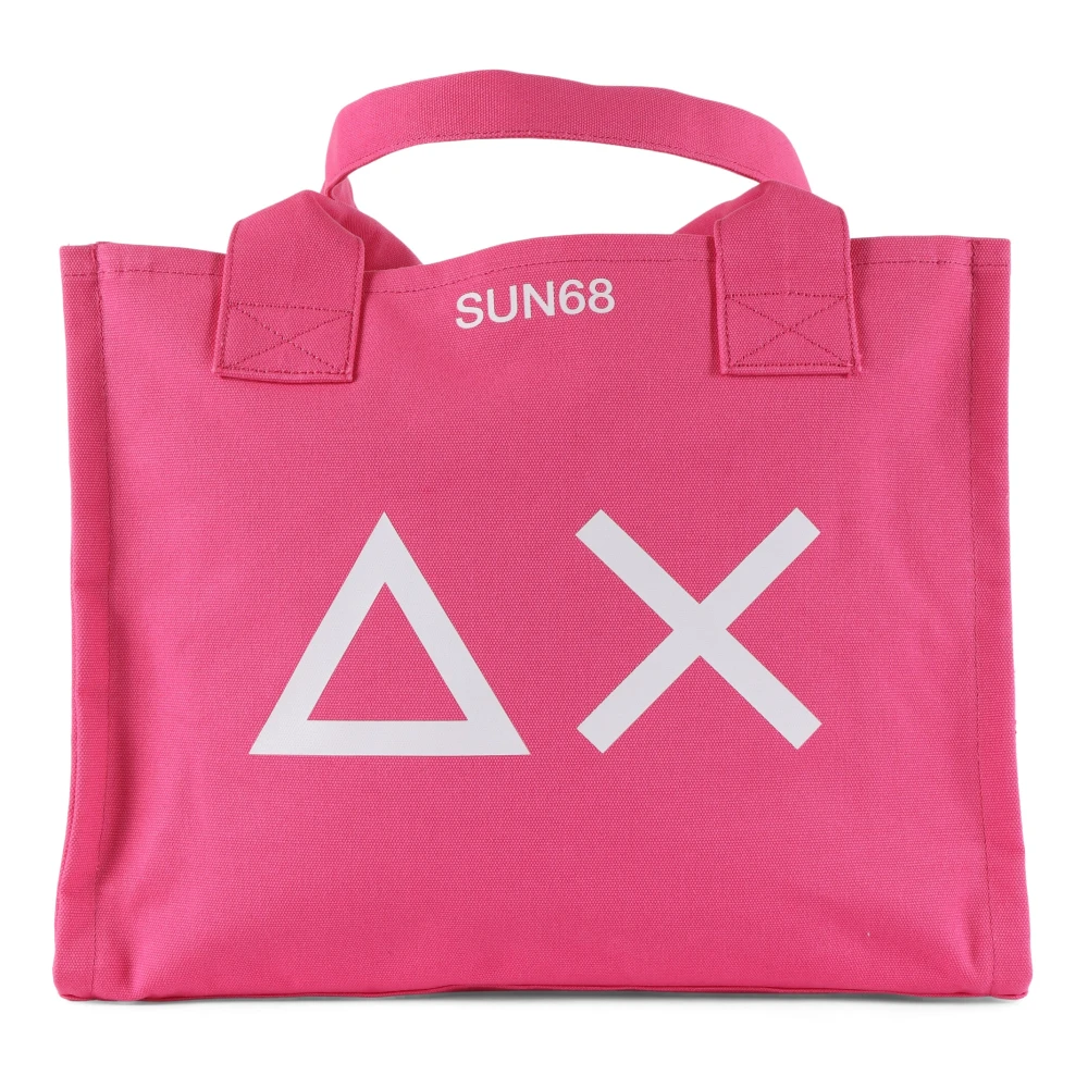 Sun68 Canvas Logo Print Tote Bag Pink Dames