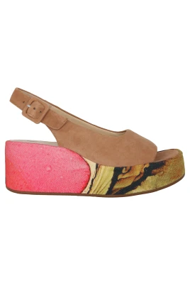 Beige Mix Platform Sandal för Kvinnor