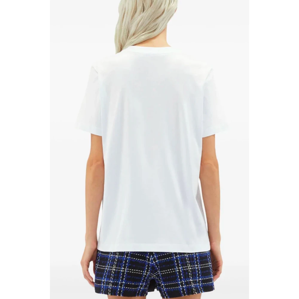 Msgm Wit Katoenen Logo Print T-shirt White Dames