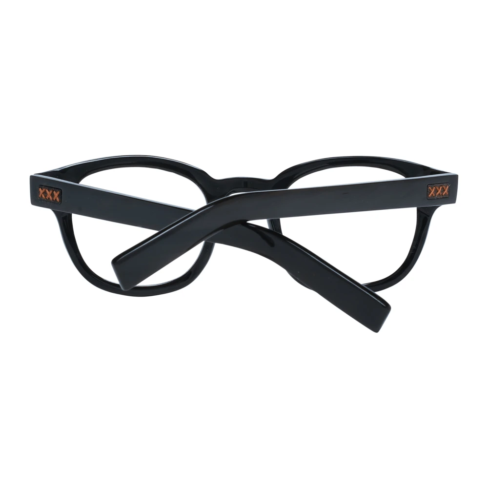 Ermenegildo Zegna Zwarte Ronde Optische Brillen Black Heren