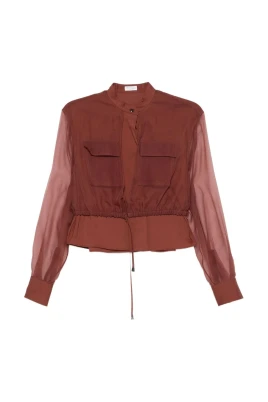 Sheer Sleeve Utility Shirt