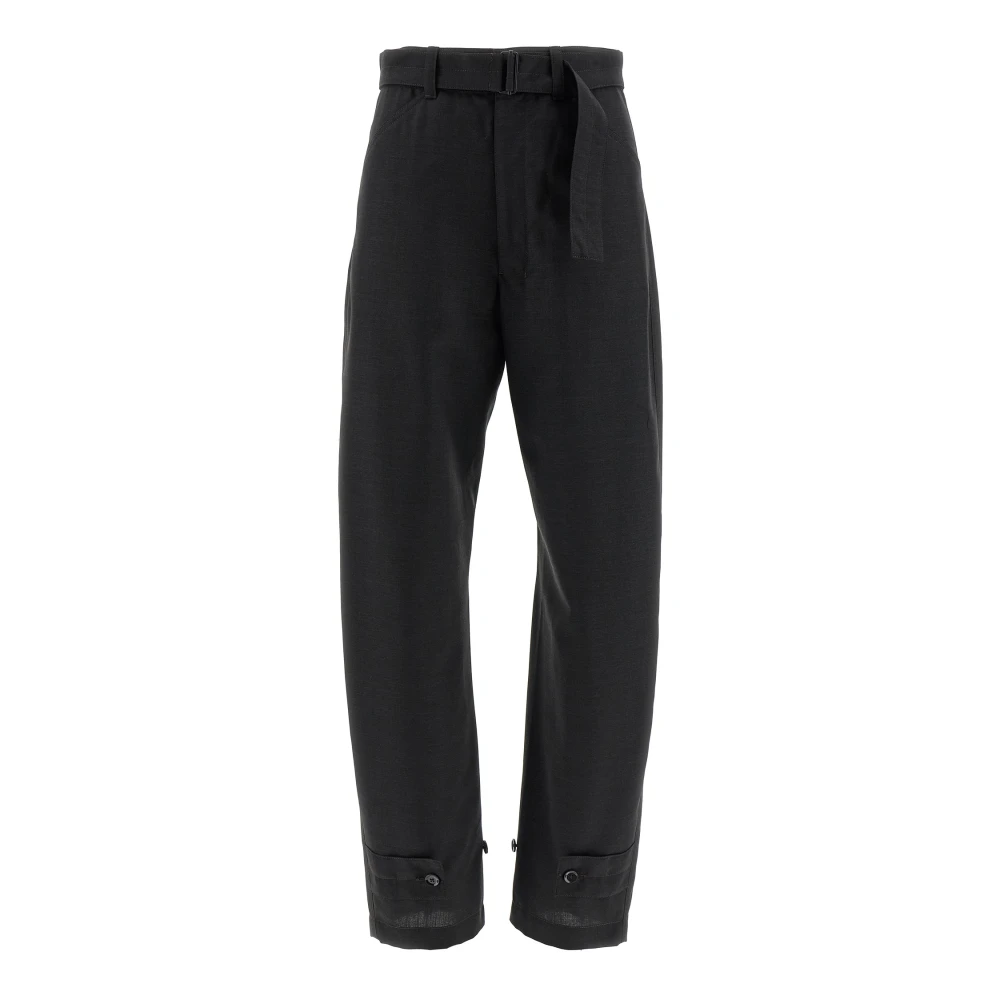 Lemaire Black Curved Tailored Straight Trousers - Female - Straight Trousers - Xs - Trousers