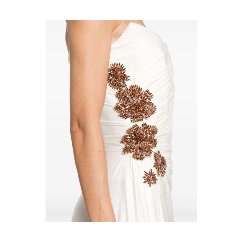 Costarellos Witte Strapless Jurk met Edelstenen White Dames