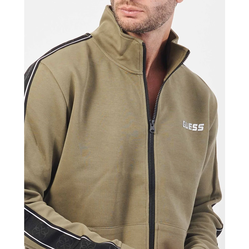 Guess Groene Rits Trui Fleece Stijl Green Heren