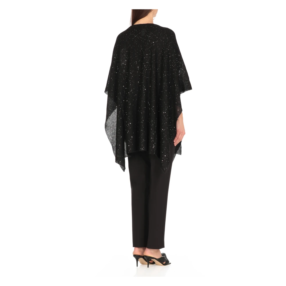 Fabiana Filippi Zwarte pailletten cape jas Black Dames
