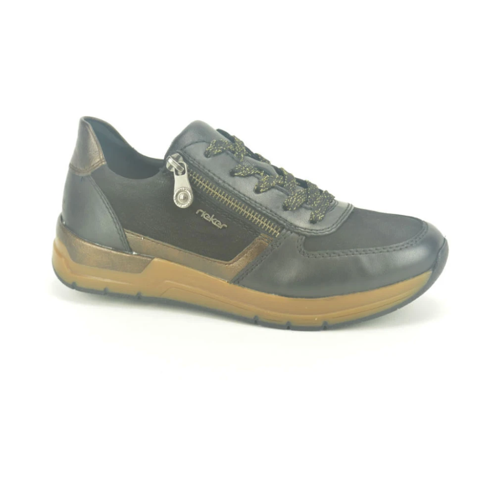 Rieker Brons Runner Sneaker Dames Schoenen Zwart