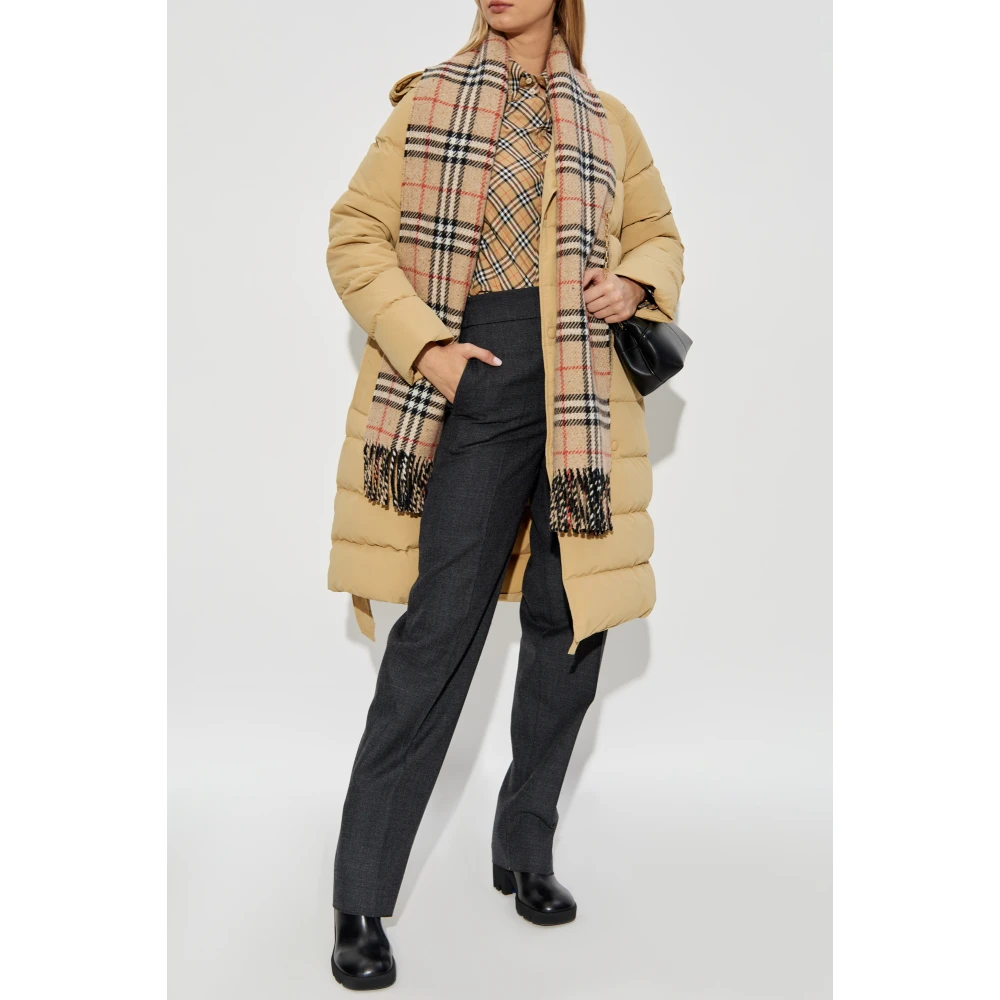 Burberry Donsjack met taille riem Beige Dames