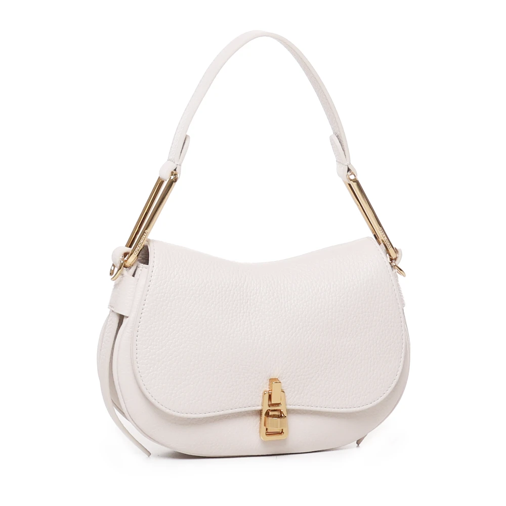 Coccinelle Witte Draaibare Sluiting Handtas 100% Runderhuid White Dames