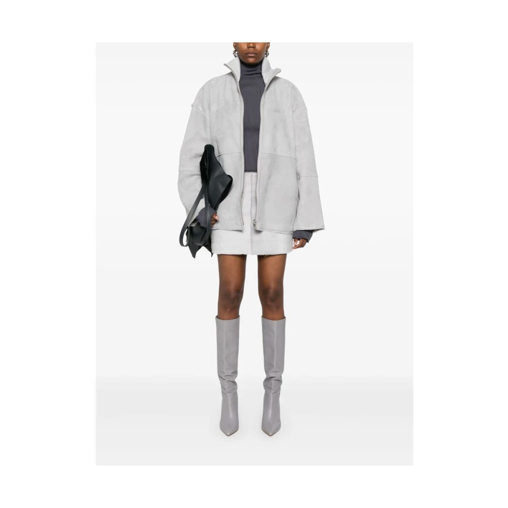 Remain Birger Christensen Shearling Suède Jas Gray Dames
