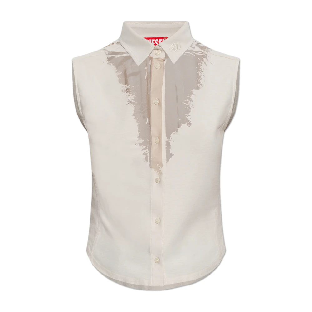Diesel Mouwloos shirt C-Giseld Beige Dames