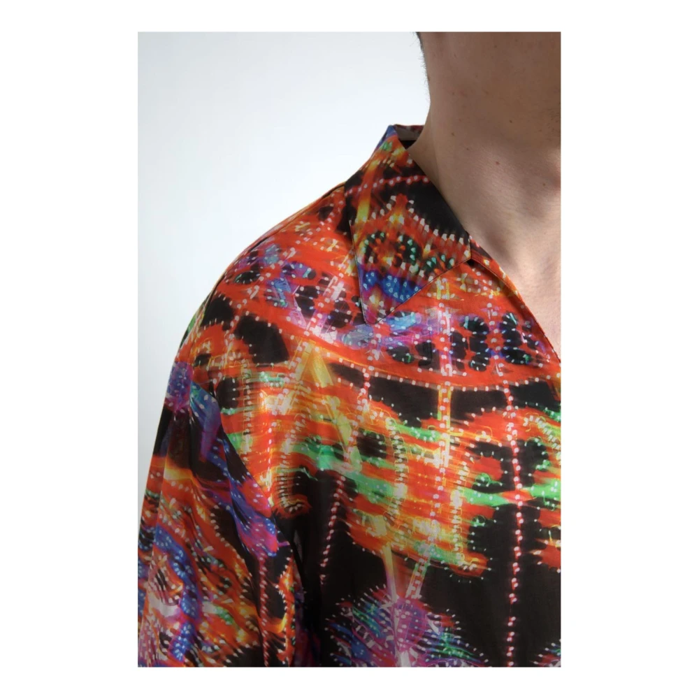 Dolce & Gabbana Multicolor Luminarie Print Cotton Polo Shirt Multicolor Heren