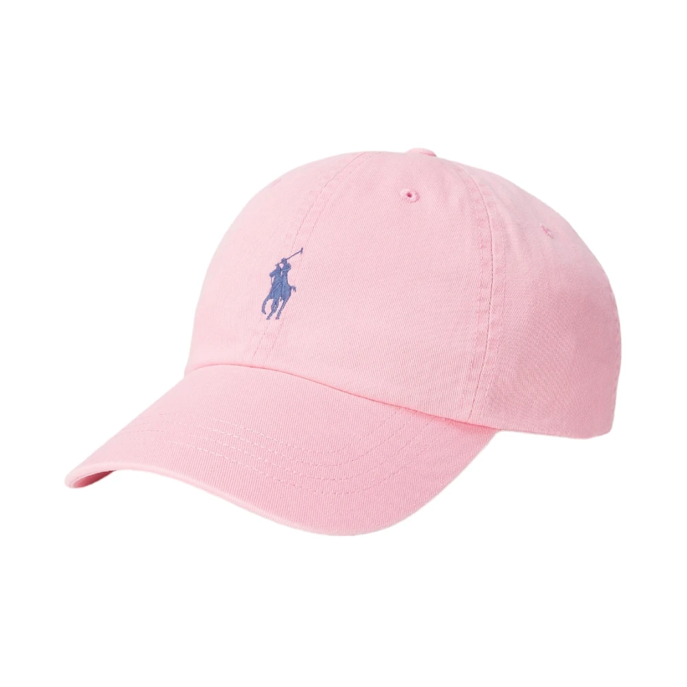 Ralph Lauren Roze Baseballpet Katoen Chino Geborduurd Logo Pink Dames