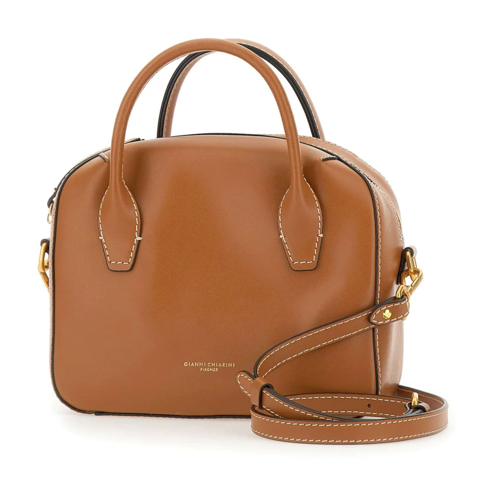 Gianni Chiarini Bruine leren handtas met schouderband Brown Dames