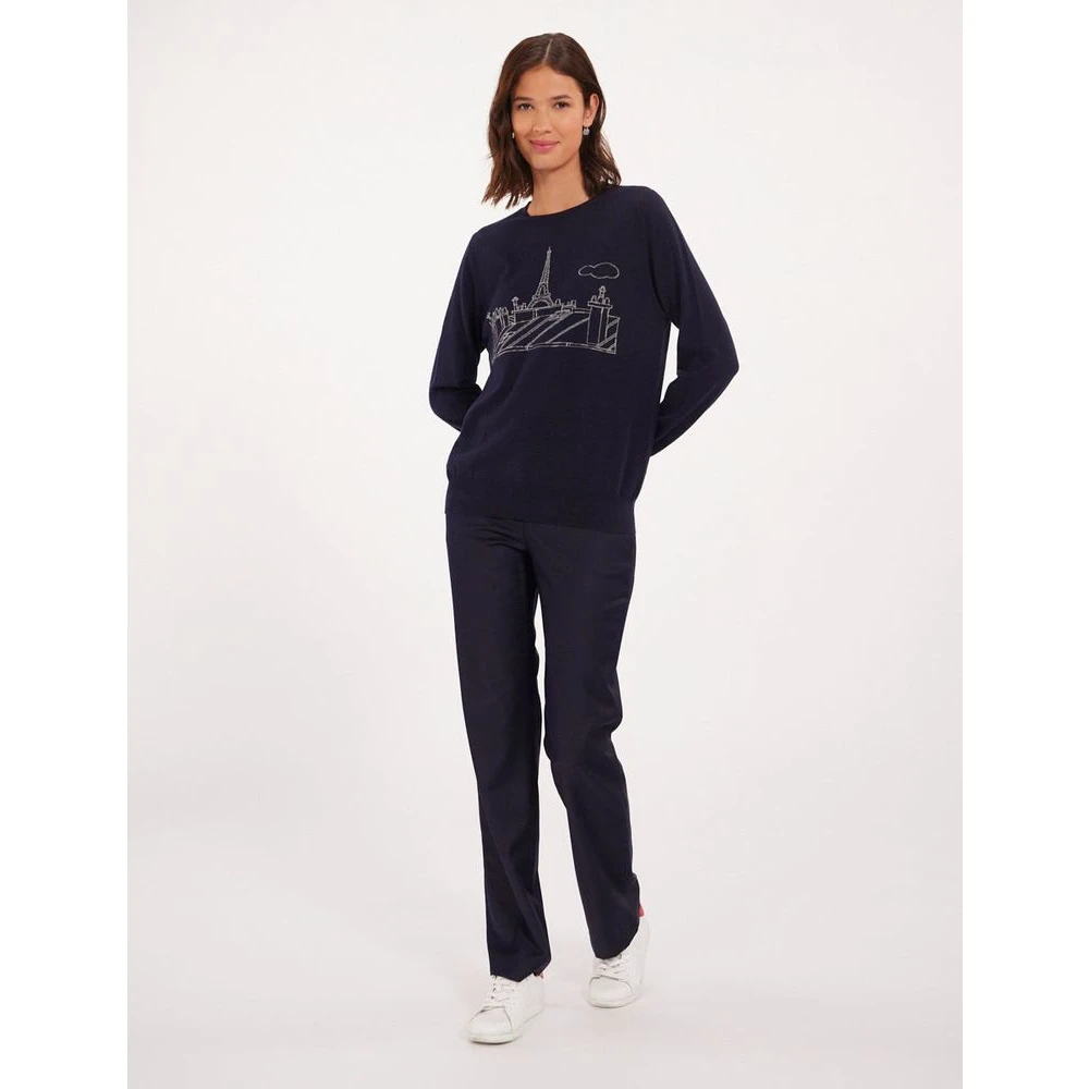Ines De La Fressange Paris Merino Wool Jumper Blue Dames