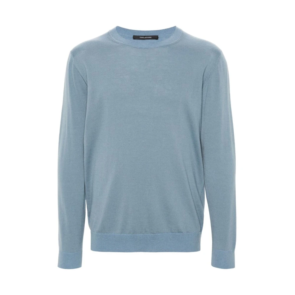 Tagliatore Himmelblå Crew Neck Sweater Blue, Herr