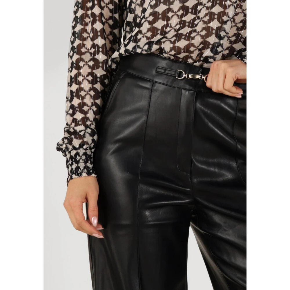 Aaiko Zwarte Straight Fit Broek Sonja PU 766 Black Dames