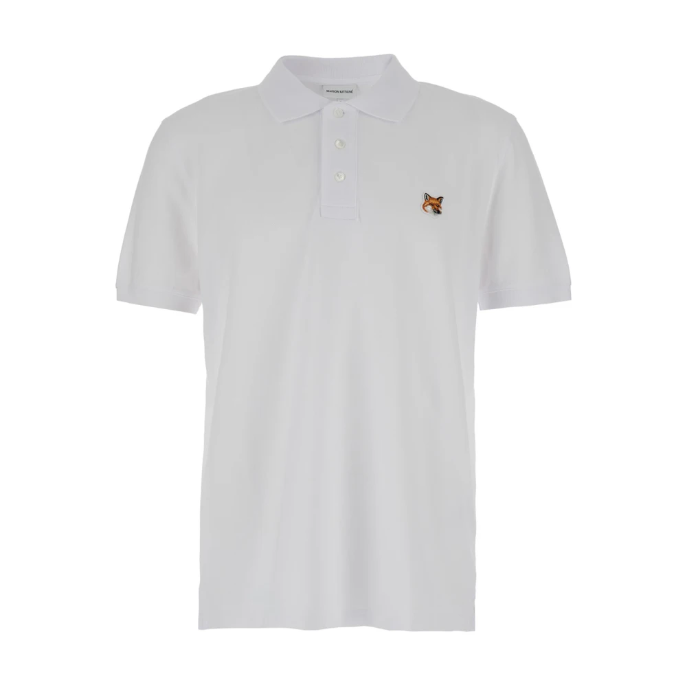Maison Kitsuné Fox Head Patch Polo Shirt White Heren