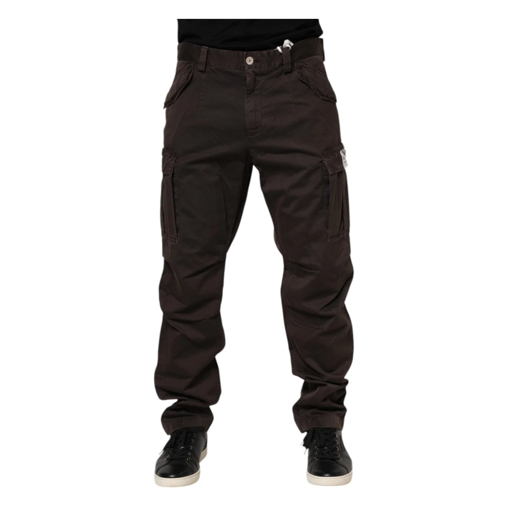 Dolce & Gabbana Brun Bomull Cargo Casual Byxor