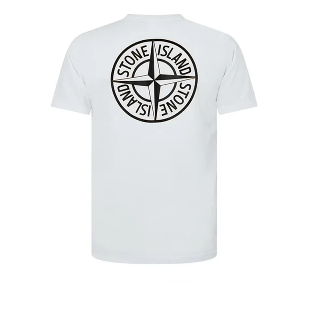 Stone Island Kompas Print Wit T-shirt White Heren