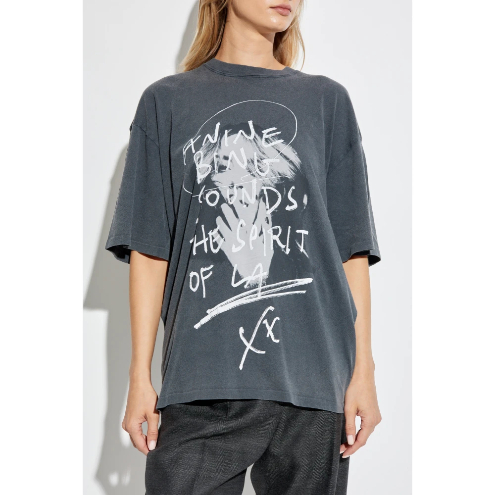 Anine Bing T-shirt met print Gray Dames