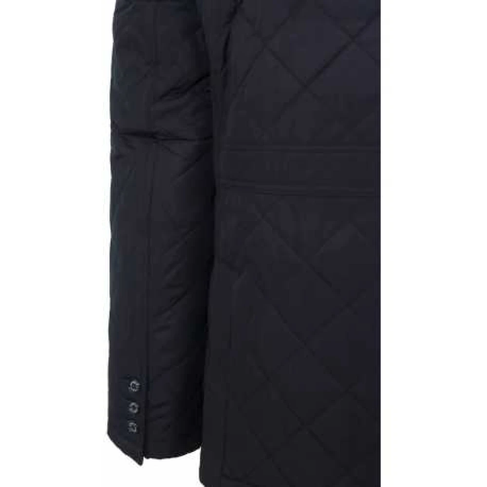Barbour Navy Gewatteerd Jack Hoge Kraag Achtersplitten Blue Heren